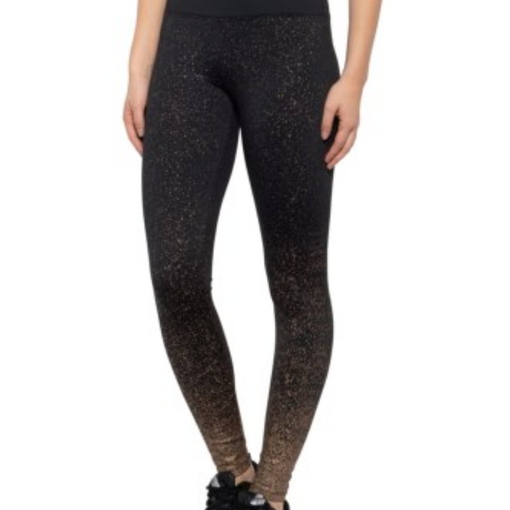 Kyodan women’s black legging with rose gold glitter dust size XS NEW